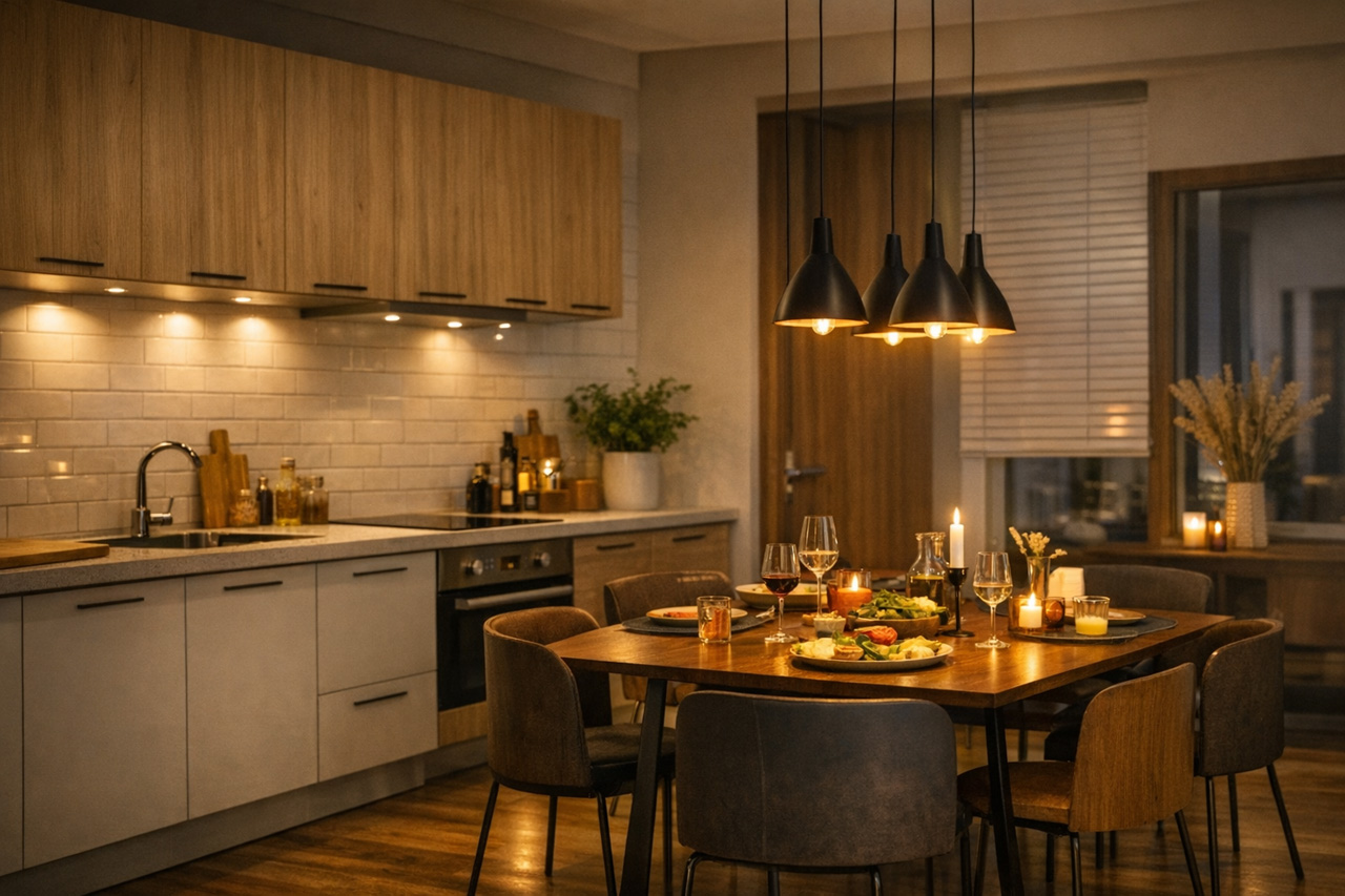 Światło, które tworzy smak - jak zaprojektować oświetlenie w kuchni i jadalni